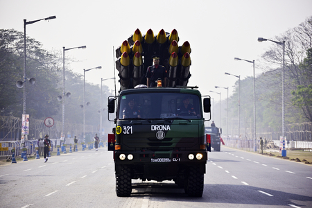 Calcutta, India - January 23, 2019: Indian army practice their parade during republic day. The...
