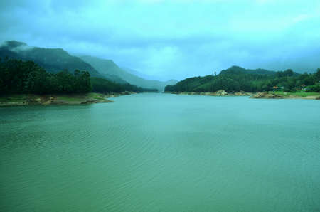 Landscape scenario of a river flowing through mountain