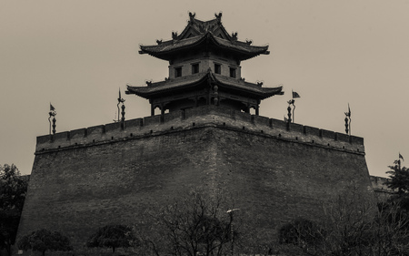 Xi'an ancient city wall corner buildingのeditorial素材
