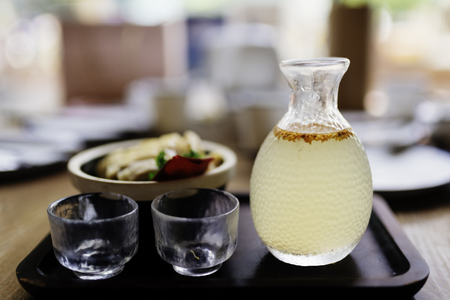 a jar of beverageの写真素材