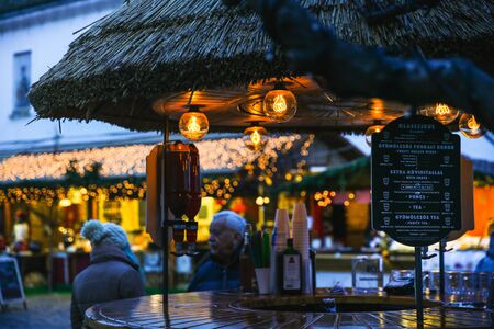 BUDAPEST, HUNGARY - DECEMBER 02, 2017: Christmas Market on the Szentlelek square in Obuda in Budapest, Hungaryのeditorial素材