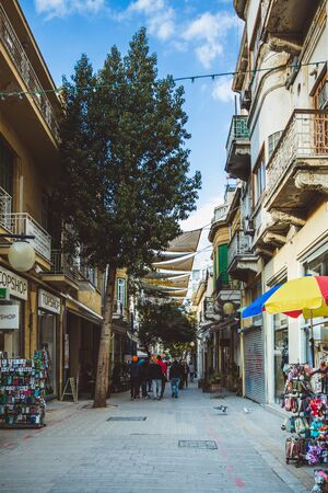 NICOSIA, CYPRUS - FEBRUARY 20, 2017: People is moving through Ledra street - the main shopping avenue of Nicosia, Cyprusのeditorial素材