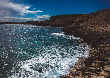 Beautiful sea shore in Cyprus. A view of a sea shore in Kavo Greko nenar Aiya Napa, Cyprus. Cape Greco National Forest Parkの写真素材