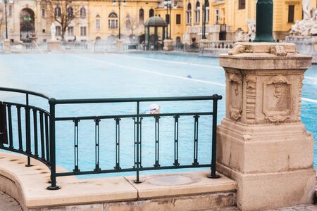 BUDAPEST, HUNGARY - January 24, 2019: The Szechenyi thermal bath, the largest medicinal bath in...