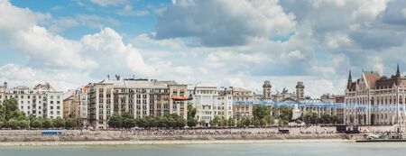 BUDAPEST, HUNGARY, JUNE 24 - 2018 - Red Bull Air Race in the center of capital city Budapest, Hungaryのeditorial素材