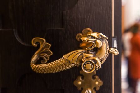 BUDAPEST, HUNGARY - APRIL 03, 2019: Door handle in Interior of the of Fine Arts Museum in Budapest, Hungaryのeditorial素材