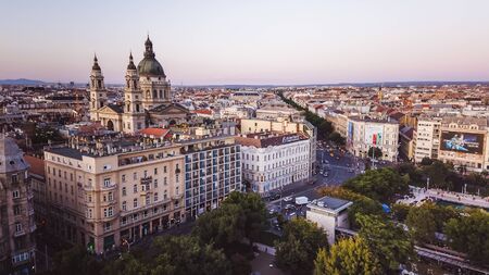 BUDAPEST, HUNGARY - SEPTEMBER 14, 2019: view of the center of Budapest from the Ferris wheel Budapest eyeのeditorial素材