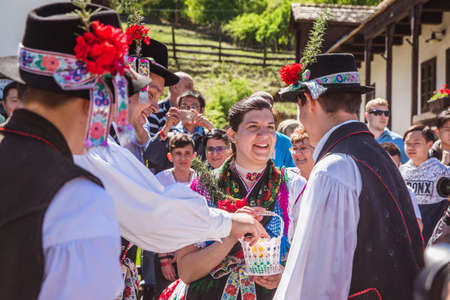 HOLLOKO, HUNGARY - April 12, 2019: Easter festival in the folklore village of Holloko in Hungary.
