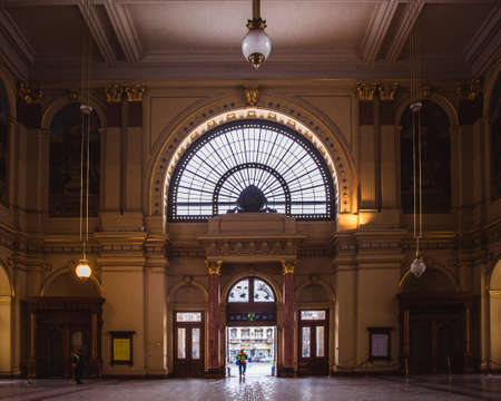 BUDAPEST, HUNGARY - 25 January 2019: Interior of the Keleti Railway Station in Budapest, the oldest in Europe.のeditorial素材