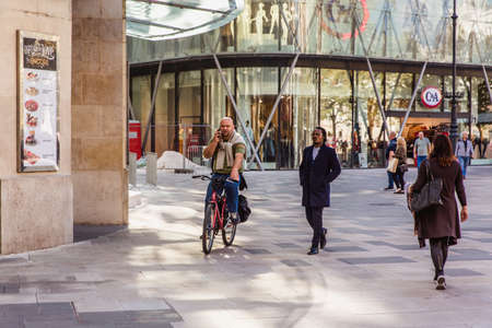 Budapest, Hungary. October 2019: Tourists and visitors on the Vorosmarty square in Budapest.のeditorial素材