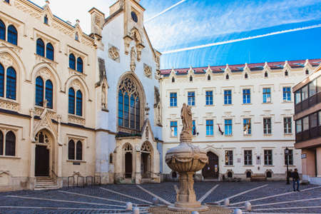 Sopron, Hungary - October 2018: Goat The Blessed Mary Benedictine Church in Sopron on main square,...