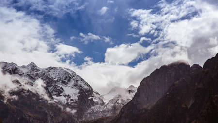 Mountain landscape with cloudy sky in Italyの写真素材