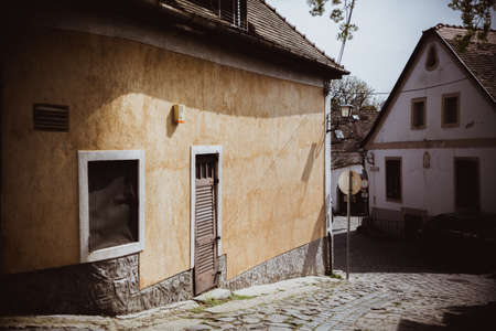 Typical European narrow street in Szentendre Hungaryの写真素材