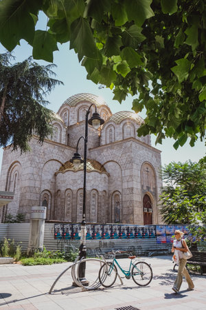 Skopje, Republic of North Macedonia - August 2021: Orthodox church of Saints Constantine and Elena in Skopje, Republic of North Macedoniaのeditorial素材