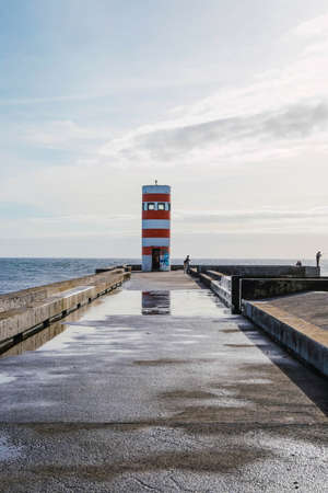Lighthouse red an withe in Foz do Douro Portoの写真素材