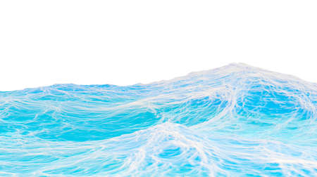 Ocean horizon isolated on a white background. Seascape, 3d render. Realistic sea wavesの写真素材