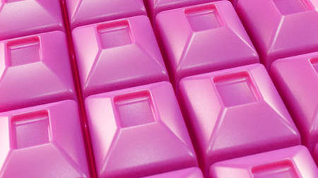 Pink chocolate bar, close-up. Realistic strawberry chocolate texture, 3d render