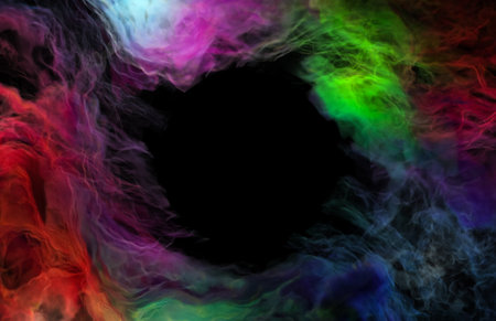 Multicolored smoke, copy space. Rainbow fog, 3d render.の写真素材
