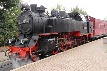 Old steam locomotive at the train station