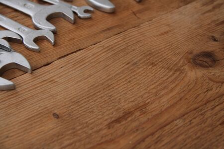 Different wrenches on a workbench