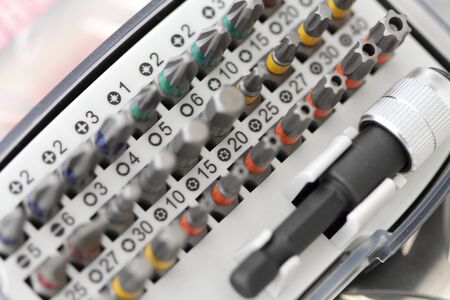 Different colored bits for the cordless screwdriver
