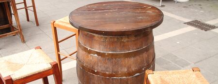 Wine barrel with bar stool