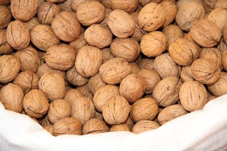 A bag full of walnuts