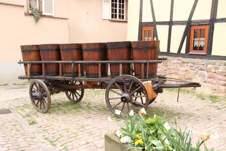 An old historic horse-drawn carriageの写真素材