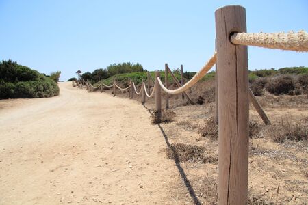 One way with railings in Spain, Mallorcaの写真素材