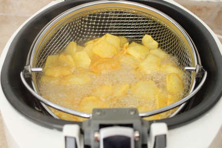 fresh crispy french fries from the deep fryer