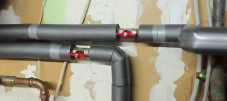 hot water pipes are insulatedの写真素材