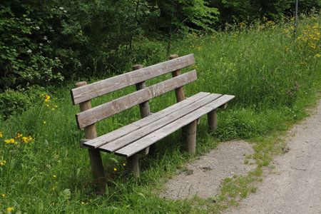 a nice old garden benchの写真素材