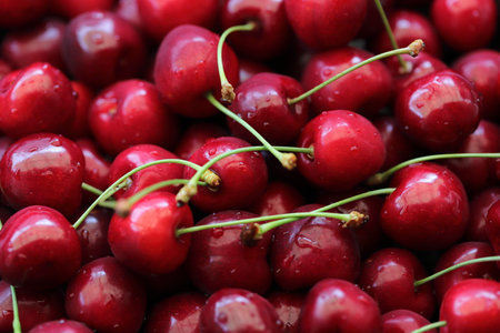red cherries in the marketの写真素材