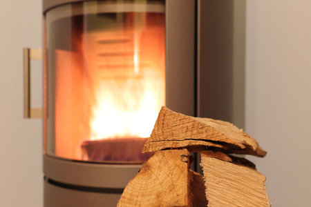 a new fireplace with wood