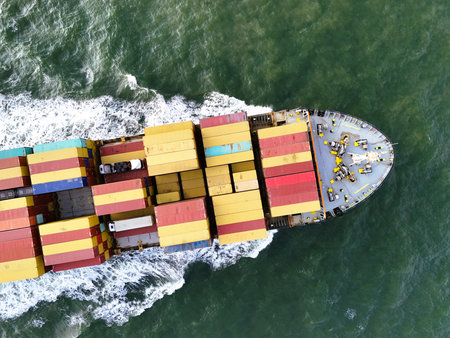 Container Ship in the North Sea â€“ Aerial Drone Shot