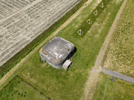 Bunkers from the Second World War in Holland - aerial photoの写真素材