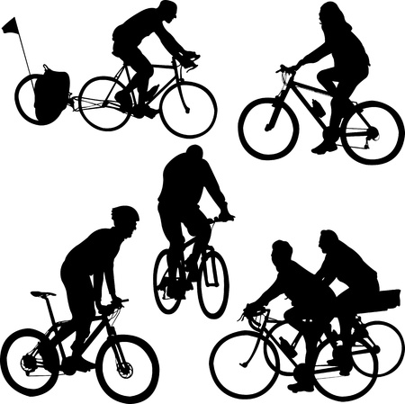 bicyclists silhouettes - vectorのイラスト素材