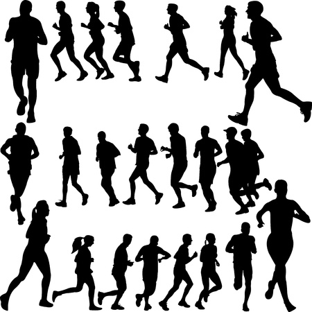 running people set  のイラスト素材