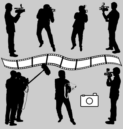 cameraman and photographers silhouettes - vectorのイラスト素材
