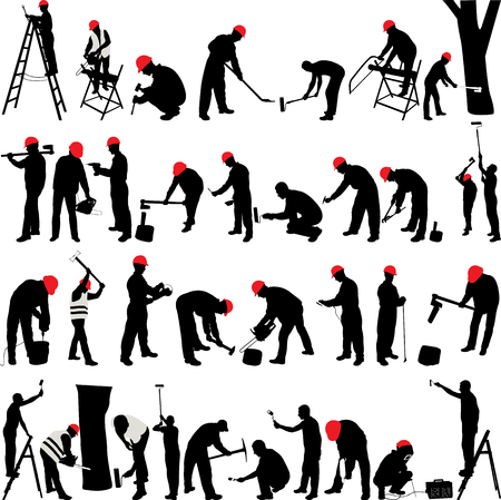 Worker silhouettes collection - vectorのイラスト素材