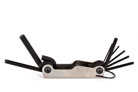 Isolated Allen wrench tool over a white background
