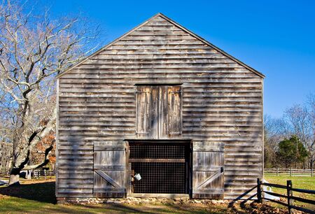 An old barn in Allaire Village, New Jersey. Allaire village was a bog iron industry town in New...
