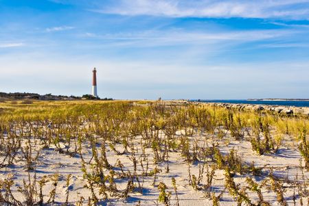 Barengat Lighthouse at Long Beach Island, New Jersey. This lighthouse is nicknamed Old Barney.の写真素材