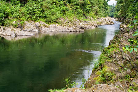 This is the bottom of Quechee Gorge in Quechee, Vermont. The river flowing through this gorge is the Ottauquechee River.の写真素材