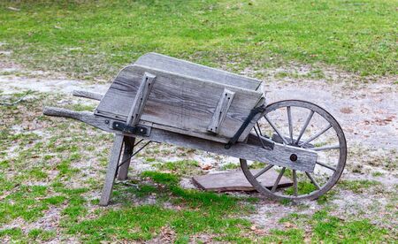 An old wooden wheelbarrowの写真素材
