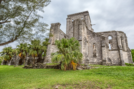 The Unfinished Church in Saint George, Bermuda. This is a church that began being built in 1874.の写真素材