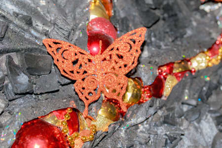 bright holidaycheerful decoration in the form of a garlandの写真素材