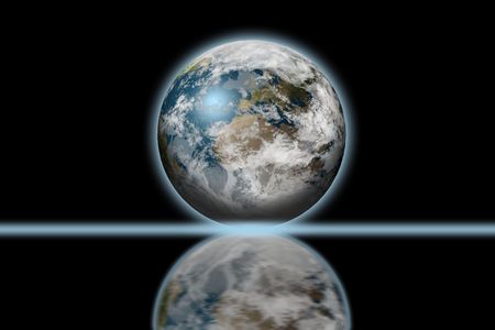 3d earth with reflection