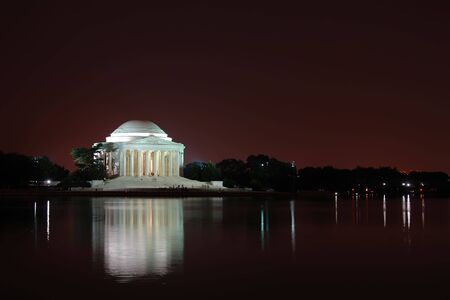 Jefferson Memorial at night, Washington DCの写真素材