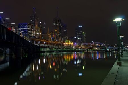 Melbourne at night, Yarra riverの写真素材